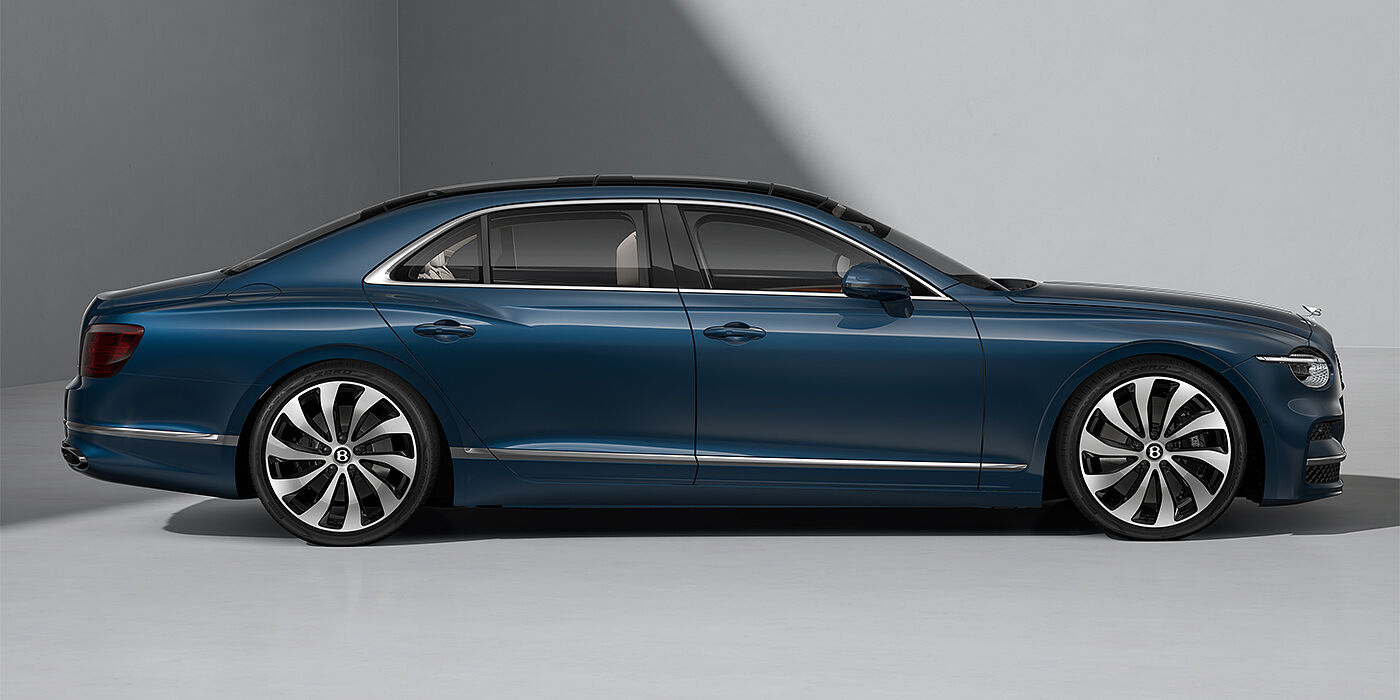 Bentley Düsseldorf New Bentley Flying Spur sedan in Marlin blue paint profile with 22" Ten Spoke Black Painted and Bright Machined wheels
