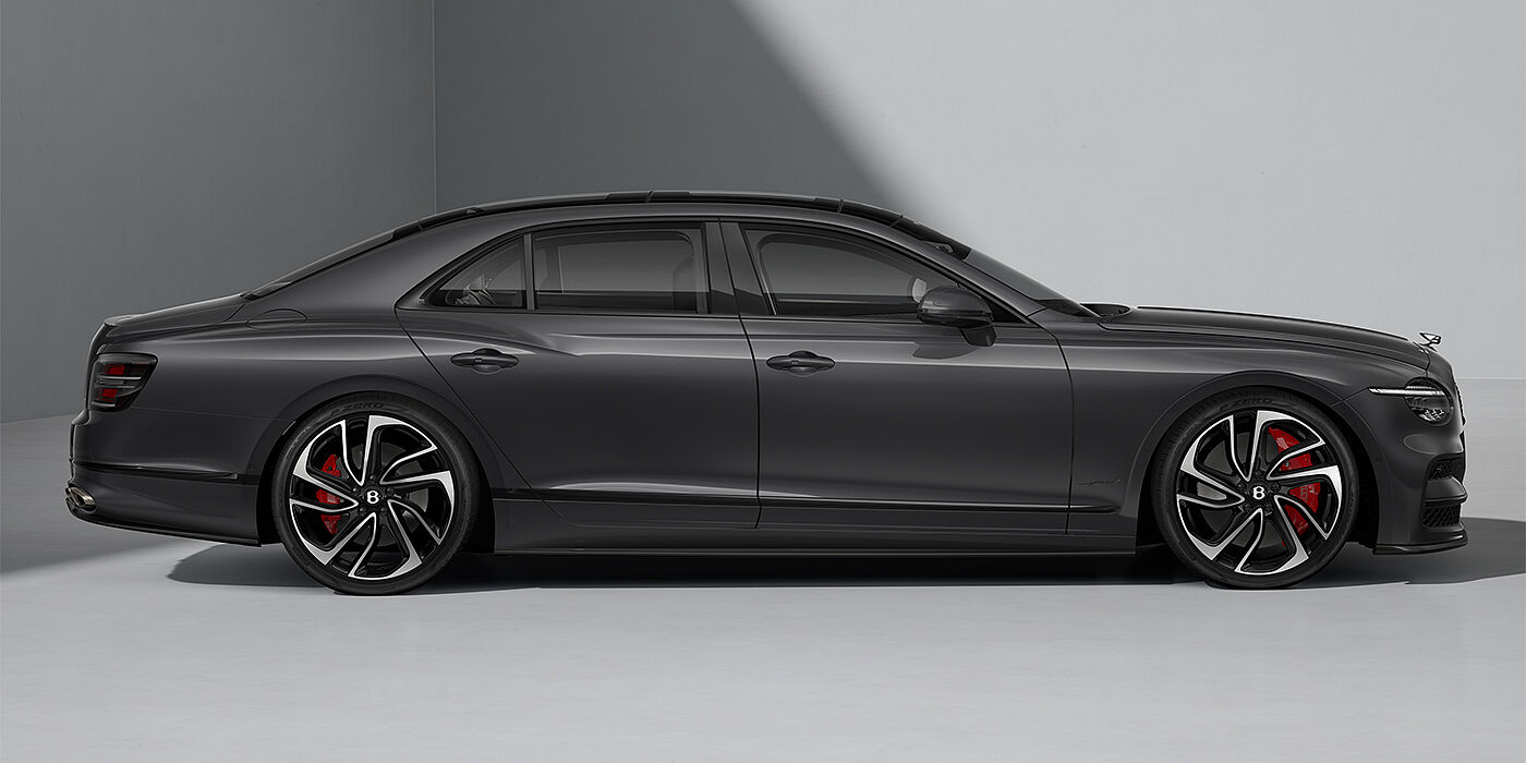Bentley Düsseldorf New Bentley Flying Spur Speed sedan in Magnetic  paint profile with 22" Swept spoke Black & Machined wheels