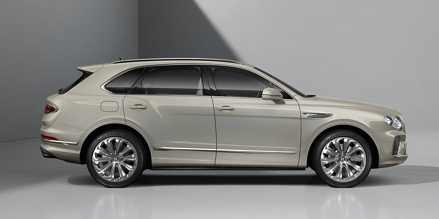 Bentley Düsseldorf Bentley Bentayga Azure SUV in White Sand paint and 22" Ten Spoke Polished wheels ls - profile