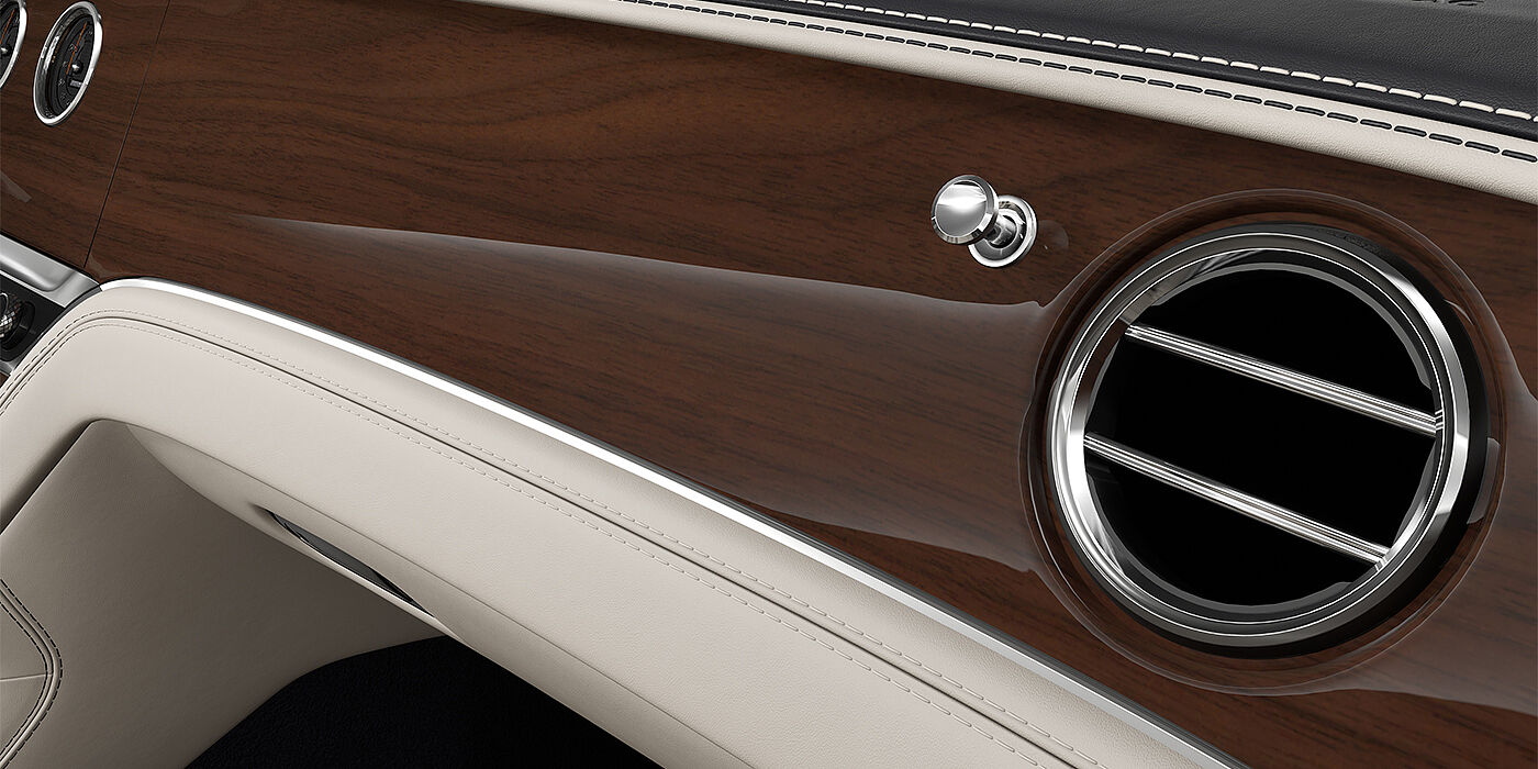 Bentley Düsseldorf Bentley Continental GTC convertible veneer detail in Crown Cut Walnut veneer