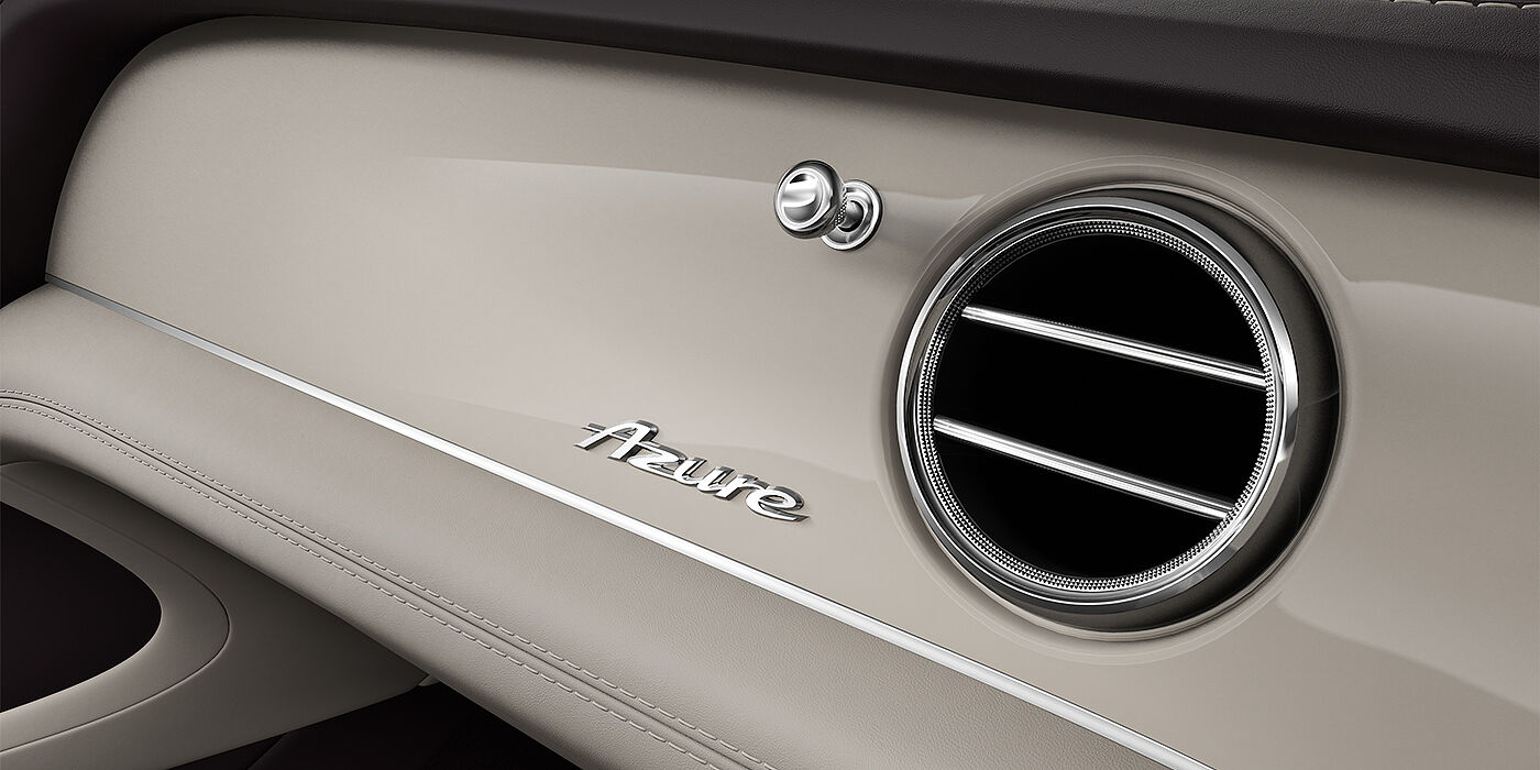 Bentley Düsseldorf Bentley Bentayga Azure SUV veneer detail in Piano Linen with Azure chrome fascia badge