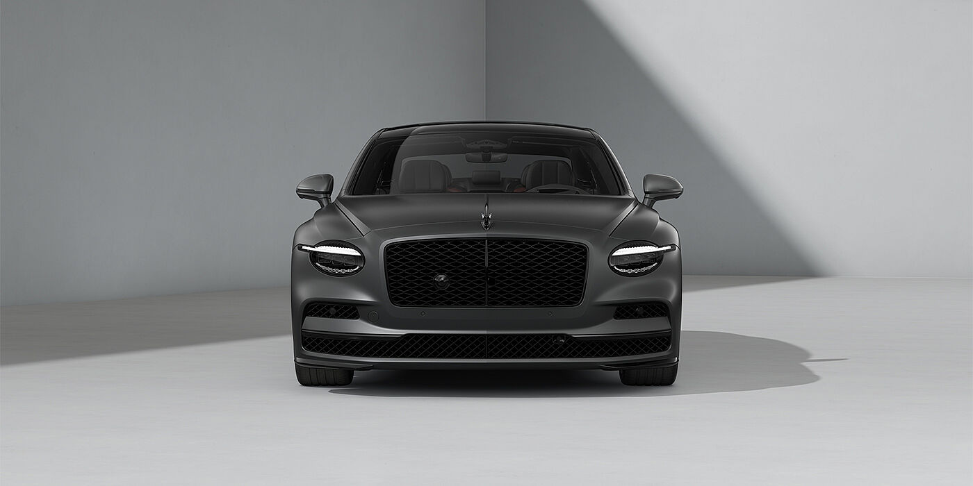 Bentley Düsseldorf New Bentley Flying Spur S sedan in Anthracite Satin  paint full front with 22" Sports  wheels