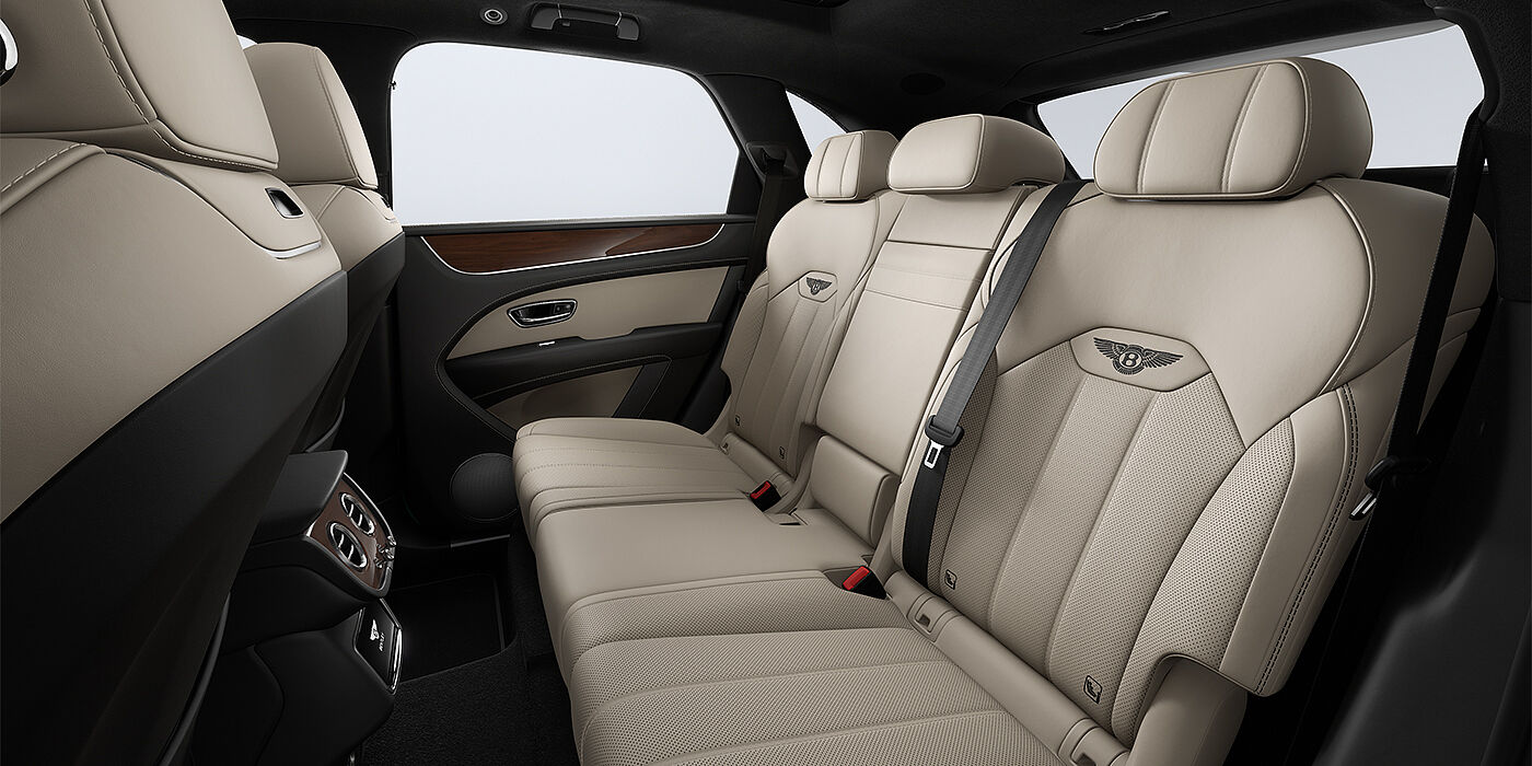 Bentley Düsseldorf Bentley Bentayga SUV rear interior in Portland and Beluga black hides