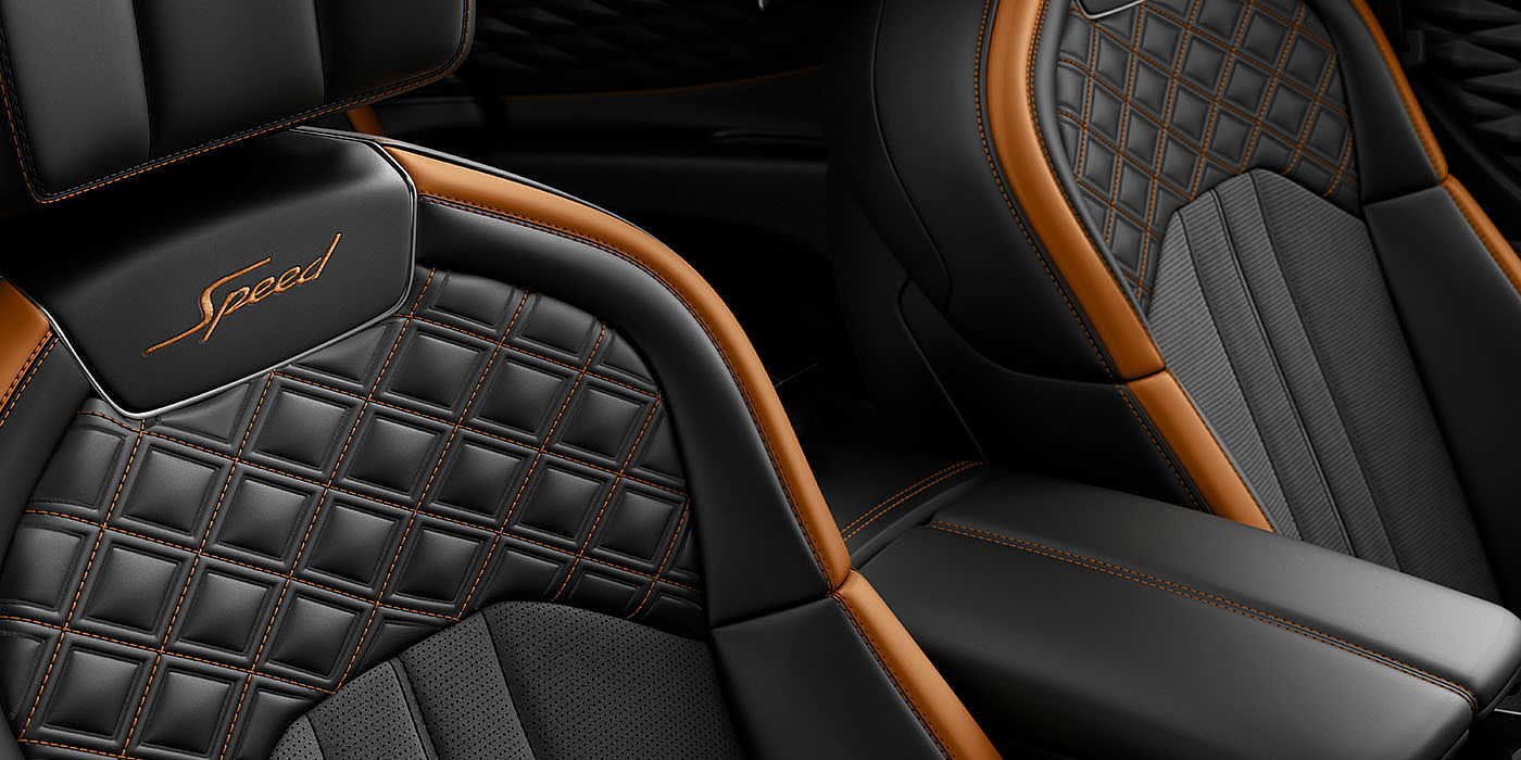 Bentley Düsseldorf Bentley Flying Spur Speed's front seats with detailed contrast stitching and Speed Emblems
