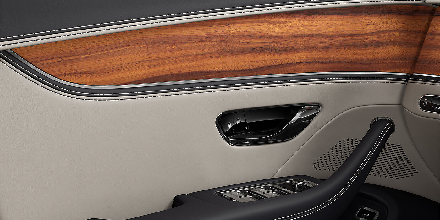 Bentley Düsseldorf New Bentley Flying Spur sedan door interior in Linen and Imperial Blue hides