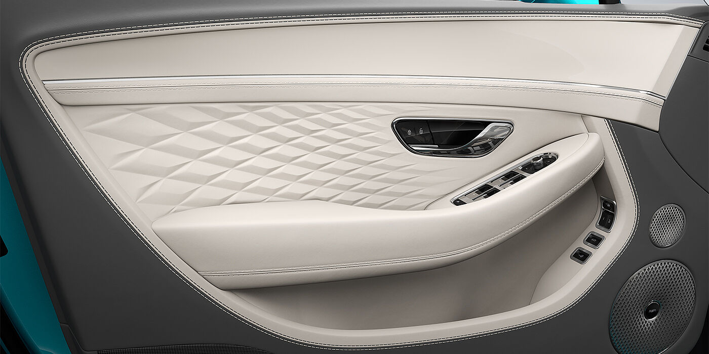 Bentley Düsseldorf Bentley Continental GTC Azure convertible door detail in Linen and Gravity Grey hides