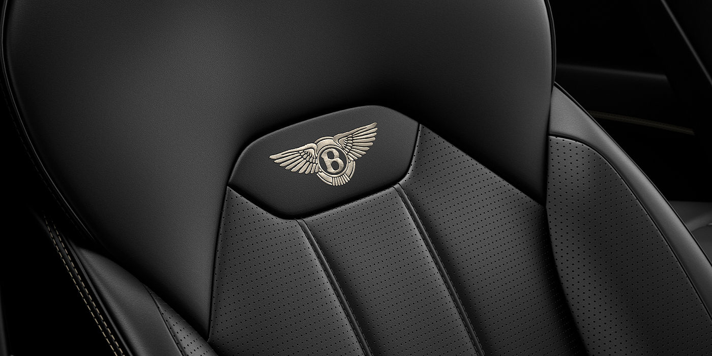 Bentley Düsseldorf Bentley Bentayga SUV seat detail in Beluga black hide