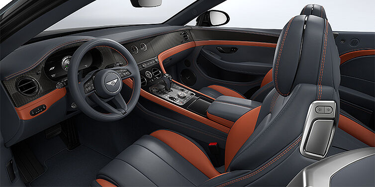 Bentley Düsseldorf Bentley Continental GTC S convertible interior in Newmarket Tan and Beluga Black hides with Carbon Fibre veneer