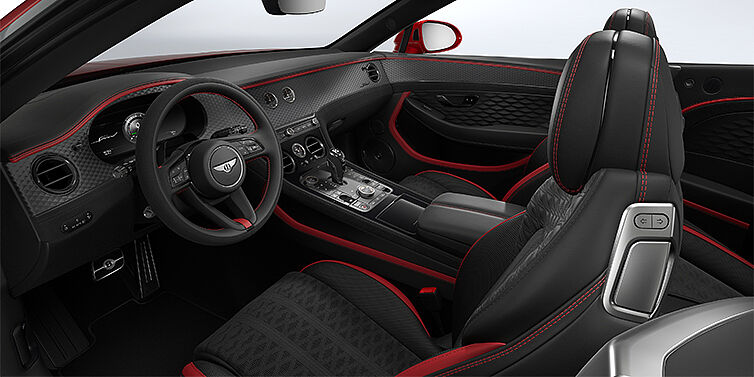 Bentley Düsseldorf Bentley Continental GTC Speed convertible front interior in Hotspur red and Beluga black hides