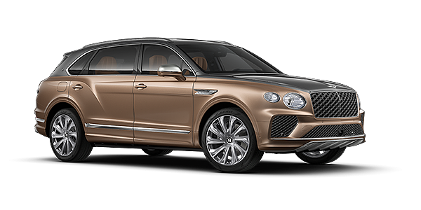 Bentley Düsseldorf Bentley Bentayga EWB Mulliner SUV in Magnetic and Rose Gold paint and 22" Mulliner wheels – front 3/4