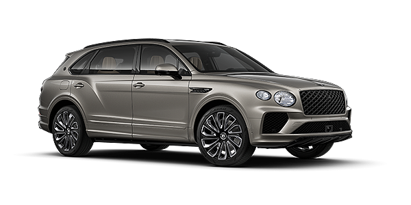 Bentley Düsseldorf Bentayga EWB Artenara Edition SUV in Pale Brodgar paint with 22" Mulliner Gloss black wheel front 3/4