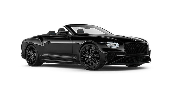 Bentley Düsseldorf Bentley Continental GTC Black Edition convertible front three quarters in Onyx black paint
