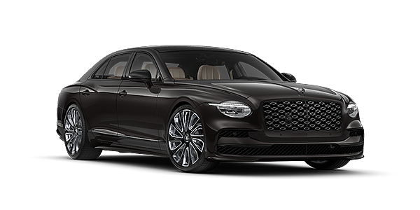 Bentley Düsseldorf New Bentley Flying Spur Mulliner sedan in Havana brown paint front 3/4 with 22" Mulliner Black Painted & Polished wheels
