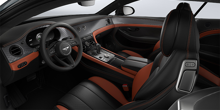 Bentley Düsseldorf Bentley Continental GT Coup&eacute; vorne Innenraum in Newmarket Tan und Beluga Black Leder mit Diamond Brushed Dark Tint Aluminium Furnier