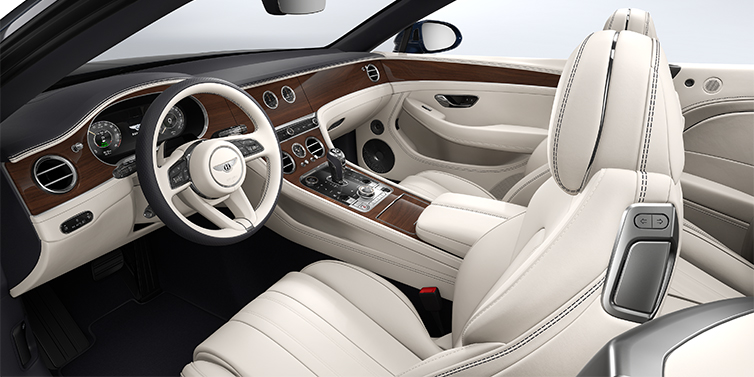 Bentley Düsseldorf Bentley Continental GTC convertible front interior in Linen and Imperial Blue hides