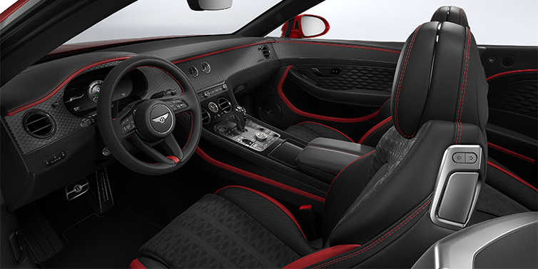 Bentley Düsseldorf Bentley Continental GTC Speed convertible front interior in Hotspur red and Beluga black hides