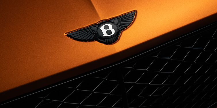 Bentley Düsseldorf Bentley Continental GT coupe bonnet close up with black Bentley Wings bonnet badge
