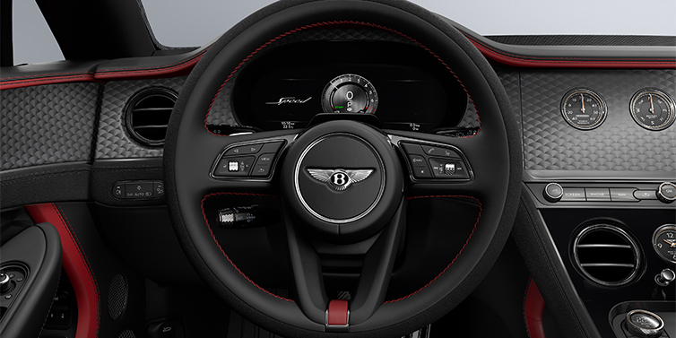 Bentley Düsseldorf Bentley Continental GTC Speed convertible steering wheel in Hotspur red and Beluga black hides