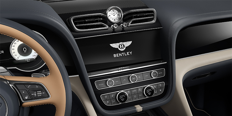 Bentley Düsseldorf Bentley Bentayga EWB Mulliner SUV centre console detail showing Bentley Wings