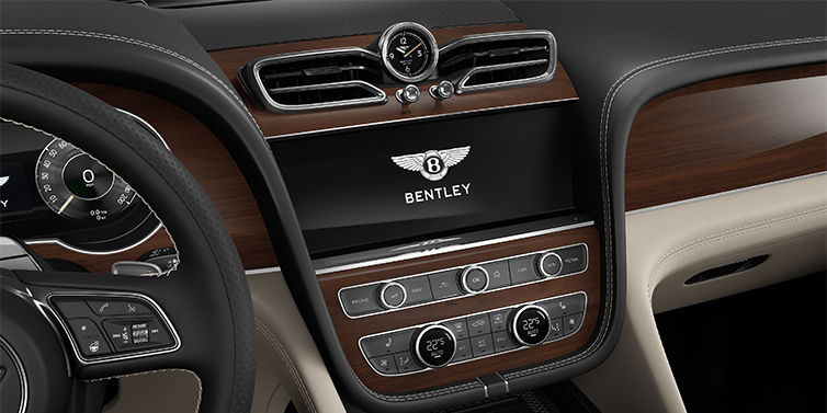 Bentley Düsseldorf Bentley Bentayga SUV centre console detail showing Bentley Wings