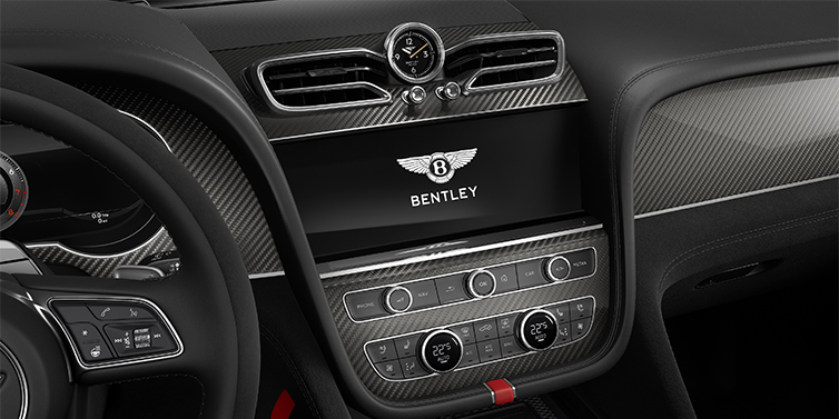 Bentley Düsseldorf Bentley Bentayga Speed SUV centre console detail showing Bentley Wings